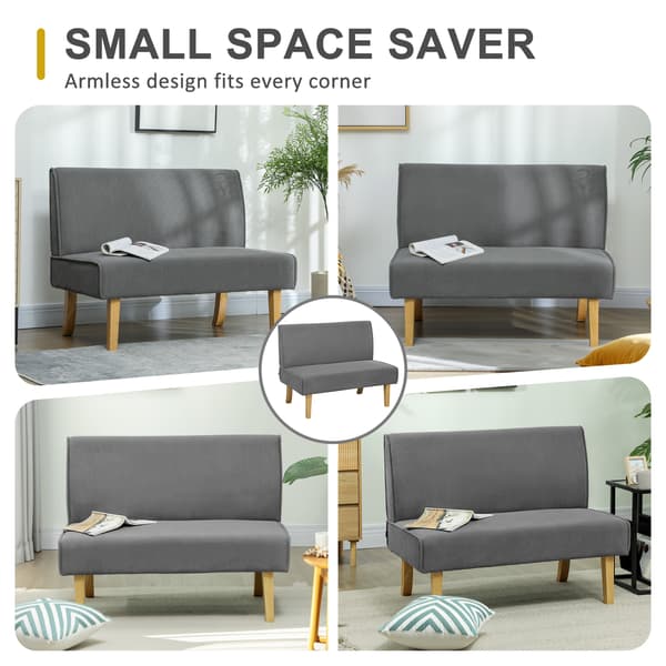 HOMCOM 2-sits soffa, soffa med manchesterlook, träben för sovrum, grå