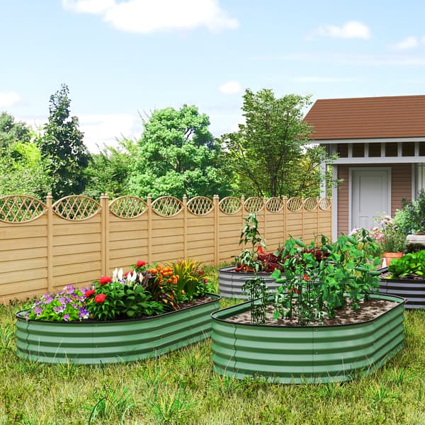 Outsunny 2-pack Högbädd i stål, planteringsbädd, odlingsbädd, blomlåda