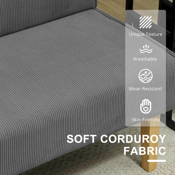 HOMCOM 2-sits soffa, soffa med manchesterlook, träben för sovrum, grå