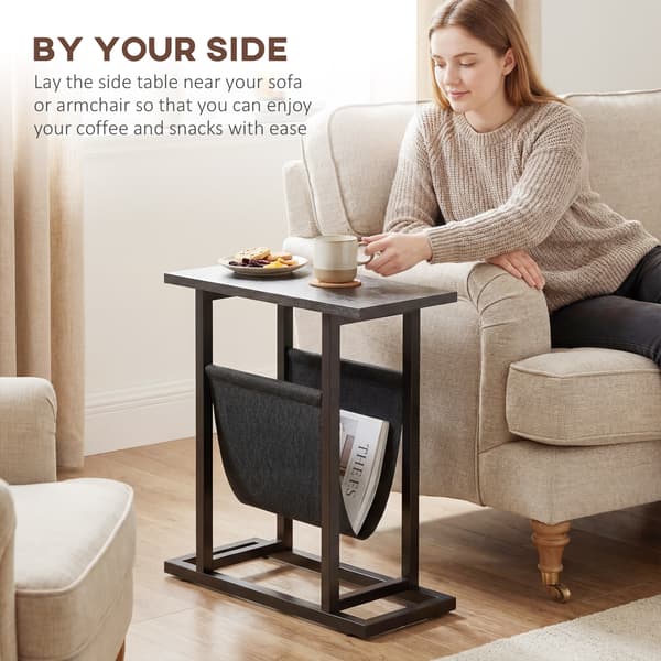 HOMCOM Sidobord med tygficka, Soffbord, Svart