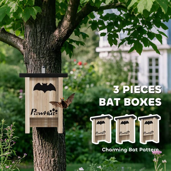 PawHut Fladdermushus 3-pack Fladdermushus, holk för fladdermöss Natur