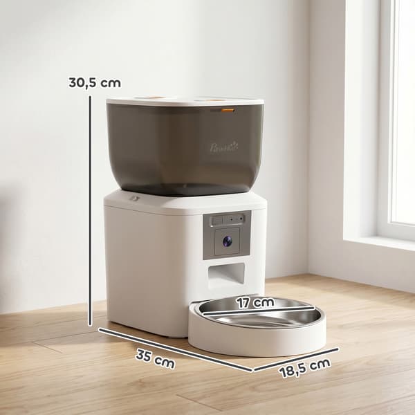 PawHut Foderautomat Katt, 2,4G WiFi 4L Kattfoderautomat med App
