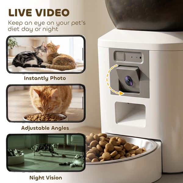 PawHut Foderautomat Katt, 2,4G WiFi 4L Kattfoderautomat med App