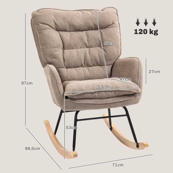 HOMCOM Gungstol med chenille-look för sovrummet, brun