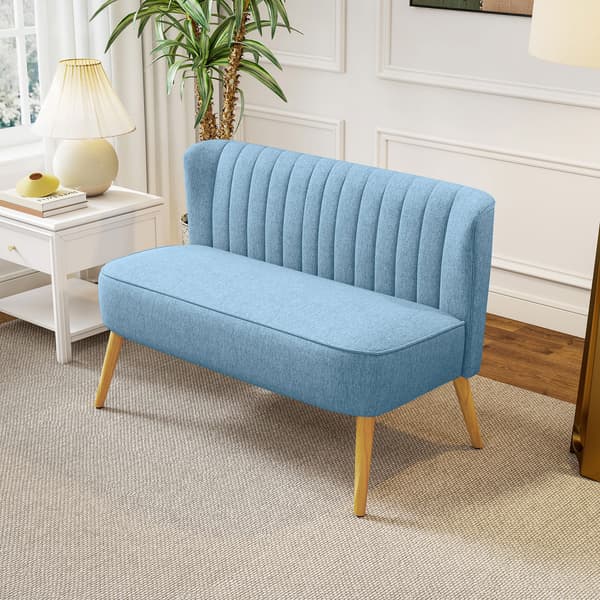 HOMCOM Soffa 2-sits Soffa Tygsoffa Sittmöbler Klädd Soffa Loungesoffa Blå