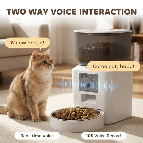 PawHut Foderautomat Katt, 2,4G WiFi 4L Kattfoderautomat med App
