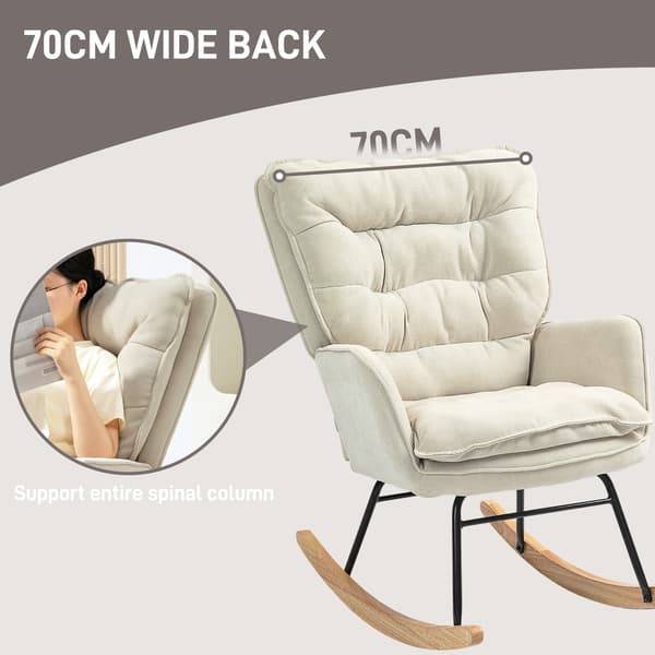 HOMCOM Gungstol med chenille-look för sovrummet Beige