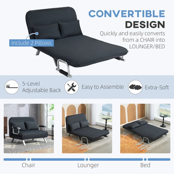 HOMCOM 2-sits soffa med sovfunktion bäddsoffa med justerbart ryggstöd
