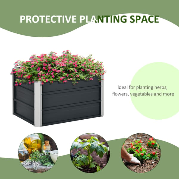 Outsunny Högbädd i stål Trädgårdsbädd Blomlåda Planteringslåda Handskar
