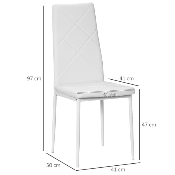 HOMCOM Matstol, 4-pack köksstolar, Vadderade matstolar, Vit