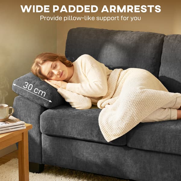 HOMCOM Soffa 2-sits 156 cm Chenille Soffa med breda vadderade armstöd