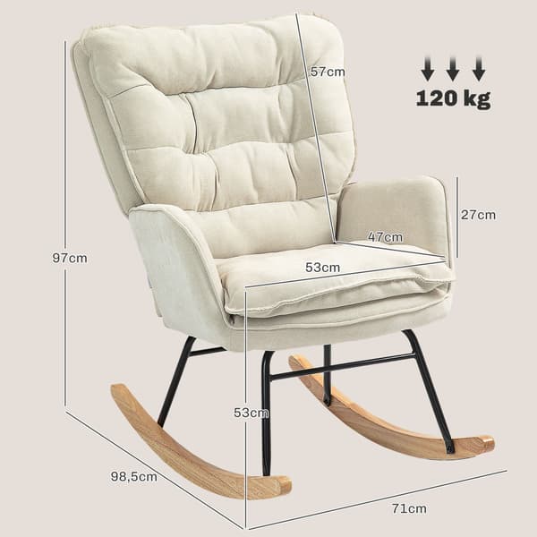 HOMCOM Gungstol med chenille-look för sovrummet Beige