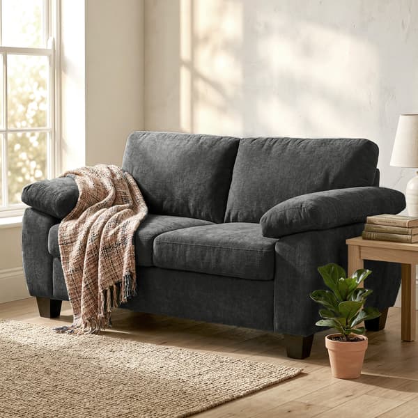 HOMCOM Soffa 2-sits 156 cm Chenille Soffa med breda vadderade armstöd