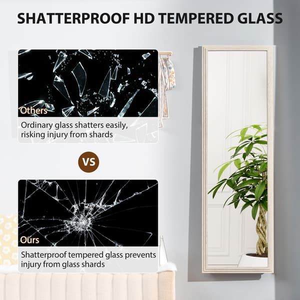 HOMCOM Helkroppsspegel 160 x 50 cm Rektangulär Golvspegel med Stenlook Vit