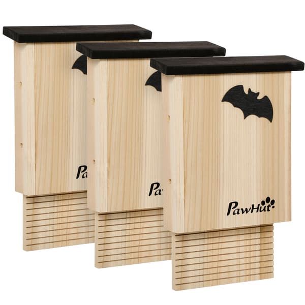 PawHut Fladdermushus 3-pack, Fladdermushus Holk för Fladdermöss, Trä
