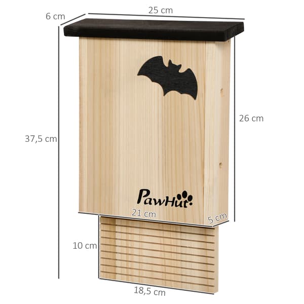 PawHut Fladdermushus 3-pack, Fladdermushus Holk för Fladdermöss, Trä