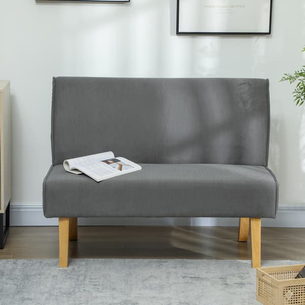 HOMCOM 2-sits soffa, soffa med manchesterlook, träben för sovrum, grå