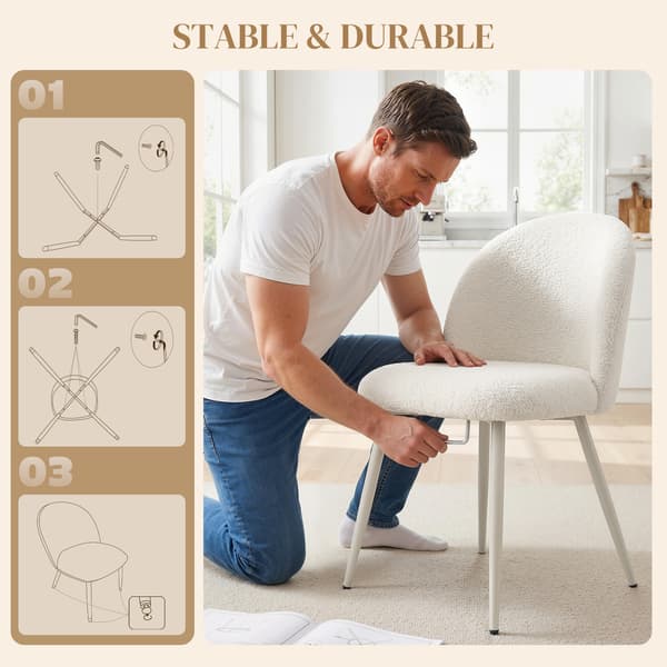 HOMCOM Matstolar 2-pack Köksstol med ryggstöd, Chenille-look