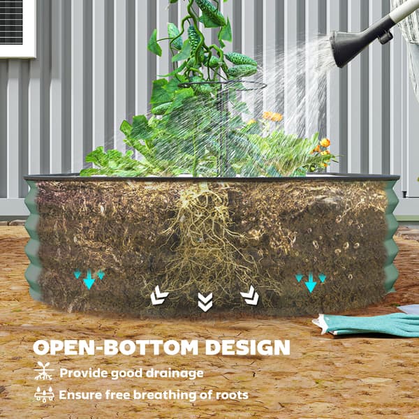 Outsunny 2-pack Högbädd i stål, planteringsbädd, odlingsbädd, blomlåda