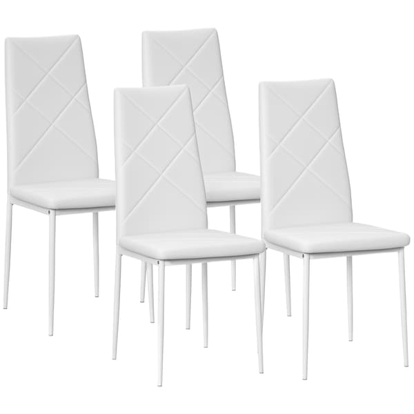 HOMCOM Matstol, 4-pack köksstolar, Vadderade matstolar, Vit