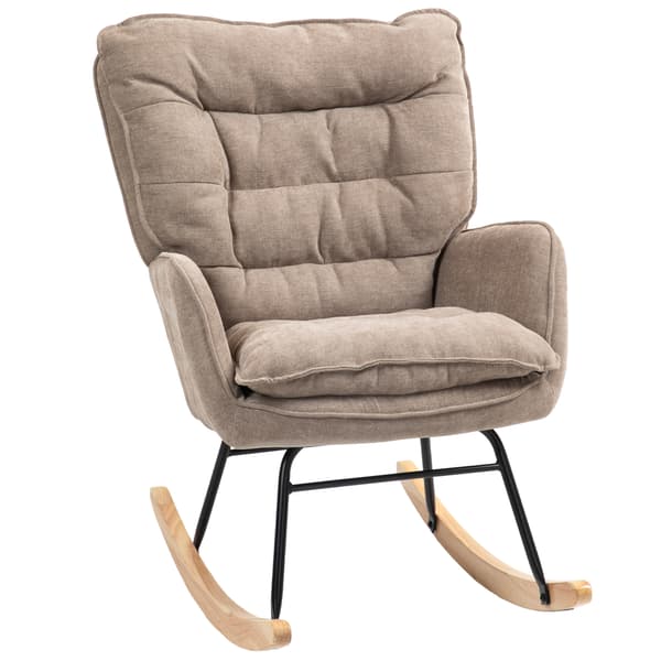 HOMCOM Gungstol med chenille-look för sovrummet, brun