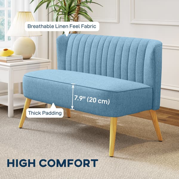 HOMCOM Soffa 2-sits Soffa Tygsoffa Sittmöbler Klädd Soffa Loungesoffa Blå