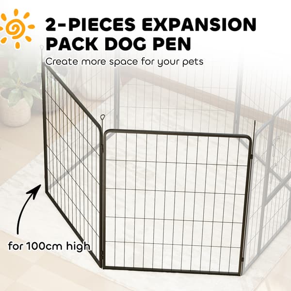 PawHut 2-pack förlängning för valphage, hundstängselpaneler, stål, grå