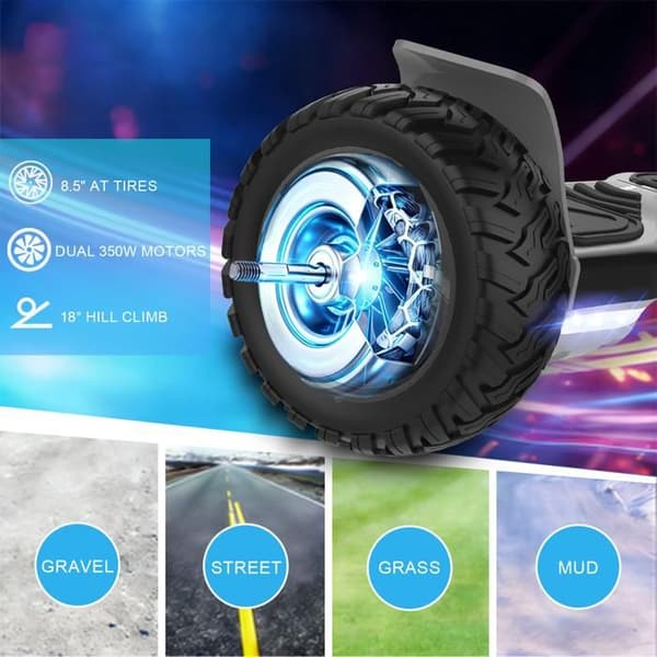 RCB Hoverboard 8,5 tommer dobbelt motor APP voksen barn – cool gave – sort
