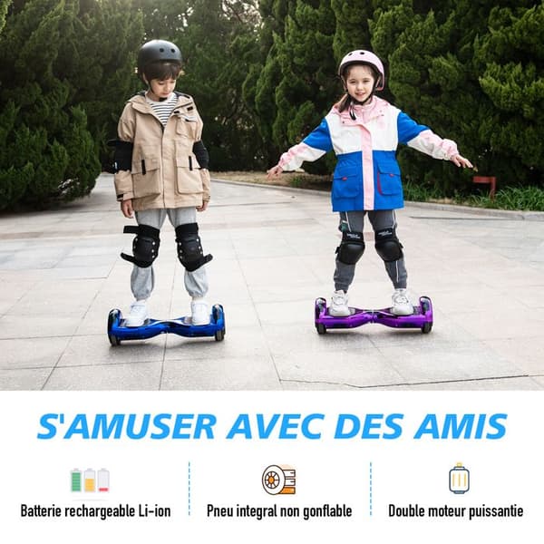 Hoverboard RCB 6,5 tum Bluetooth LED Karting Justerbar Blå