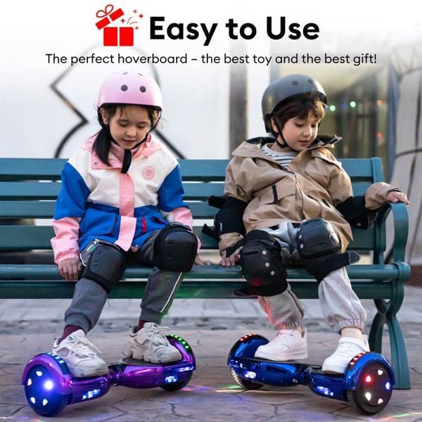 RCB Hoverboard 6,5 tommer – Bluetooth og LED – ideel gave til børn – cyan