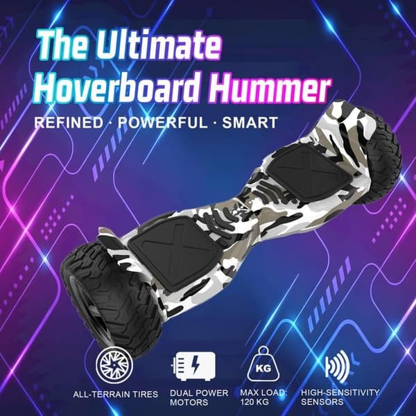 RCB Hoverboard 8,5 tum dubbelmotor APP vuxen barn – cool present – armégrön