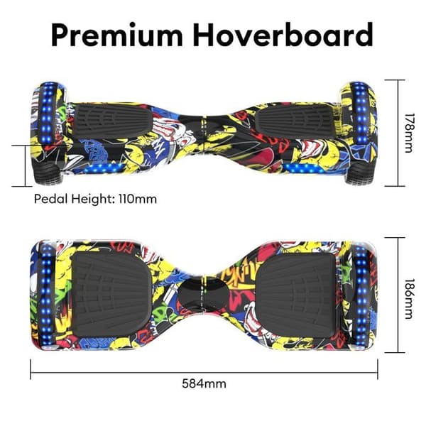 RCB Hoverboard 6,5 tommer – Bluetooth og LED – ideel gave til børn – gul