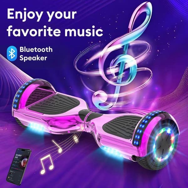 RCB Hoverboard 6,5 tum – Bluetooth och LED – perfekt present till barn – rosa