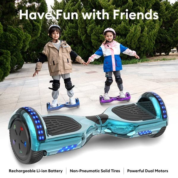 RCB Hoverboard 6,5 tommer – Bluetooth og LED – ideel gave til børn – cyan