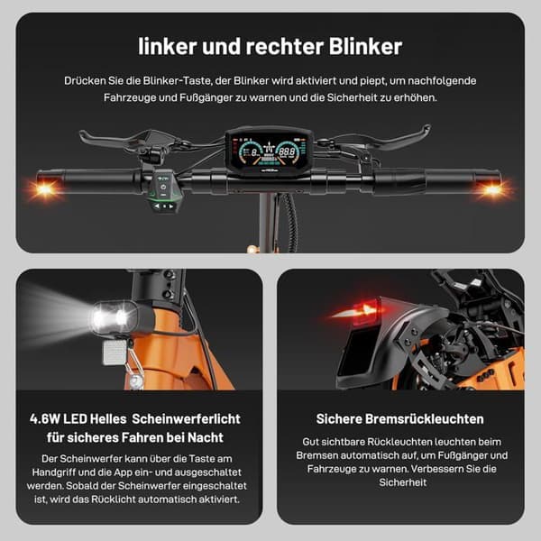 RCB D7 Elscooter 500W 48V 20,8Ah Räckvidd 80–100 km