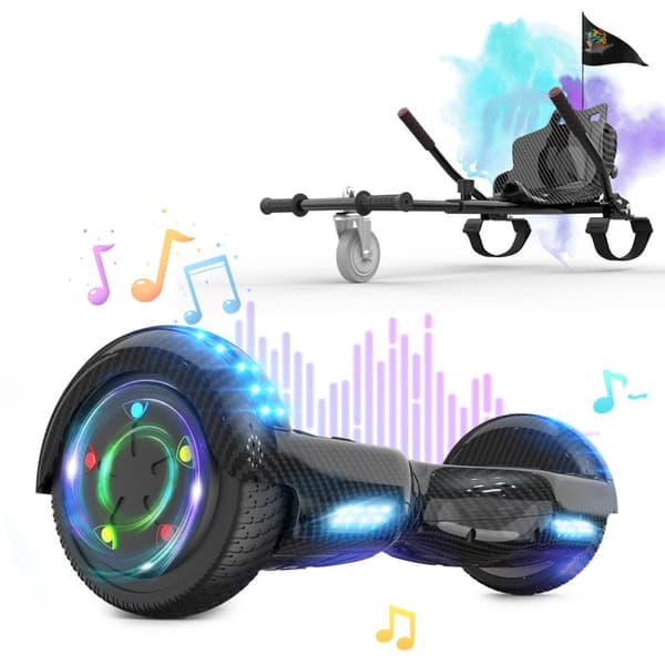 Pakke med sort Hoverboard og sort Hoverkart - RCB - Super gave til børn