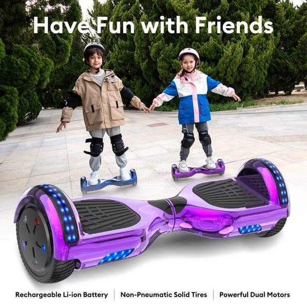 RCB Hoverboard 6,5 tum – Bluetooth och LED – perfekt present till barn – lila