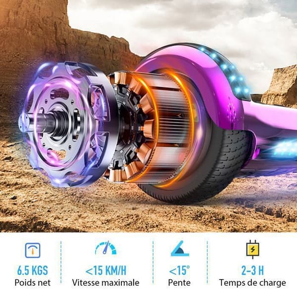 Hoverboard RCB 6.5 Tommer Bluetooth LED Karting Justerbar Rosa