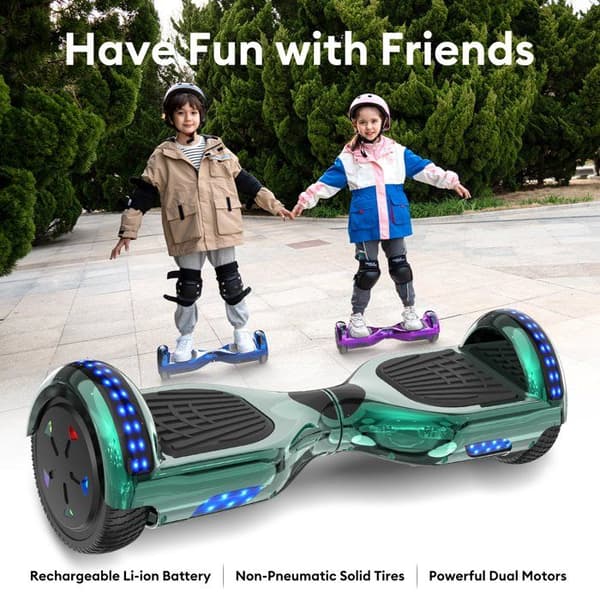 RCB Hoverboard 6,5 tum – Bluetooth och LED – perfekt present till barn – grön