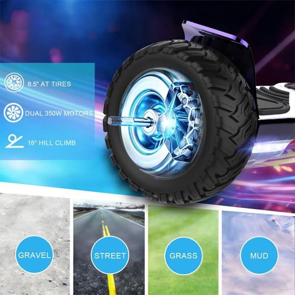 RCB Hoverboard 8,5 tommer dobbelt motor APP voksen barn – cool gave – lilla