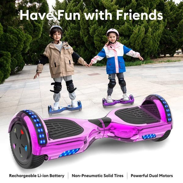RCB Hoverboard 6,5 tum – Bluetooth och LED – perfekt present till barn – rosa