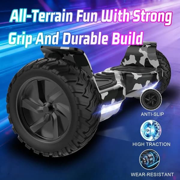 RCB Hoverboard 8,5 tum dubbelmotor APP vuxen barn – cool present – armégrön