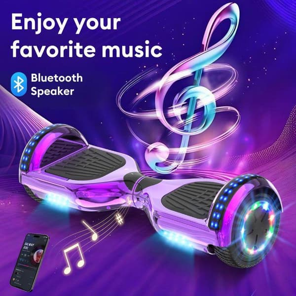 RCB Hoverboard 6,5 tommer – Bluetooth og LED – ideel gave til børn – lilla