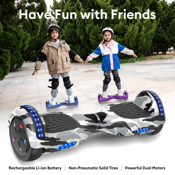 RCB Hoverboard 6,5 tum – Bluetooth och LED – perfekt present till barn – armégrön
