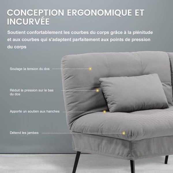 Soffa med sängfunktion - Gästsängsoffa 3-sits - med justerbart ryggstöd i grått