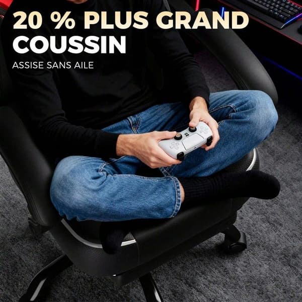Gamingstol - GTPLAYER - Ergonomisk - Fällbart fotstöd - Stödjer 200 kg - Justerbara armstöd