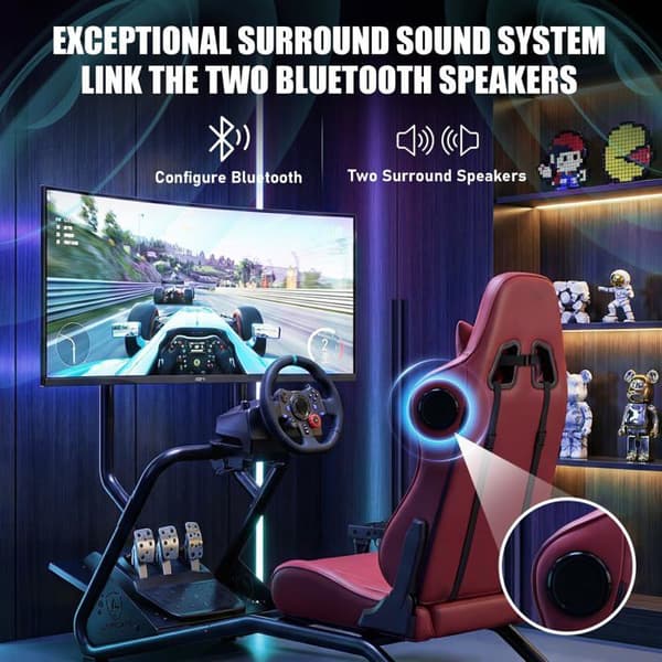 Körsimulator - GTPLAYER - Standardmodell - Justerbart säte - 3D-högtalare - Skärmstöd