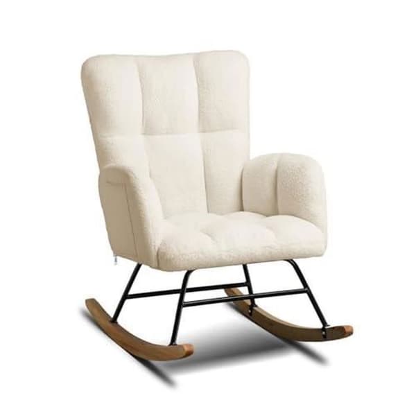 Vippstol, Avkopplingsstol, med armstöd, i Plysch, för Sovrum, Vardagsrum, Beige