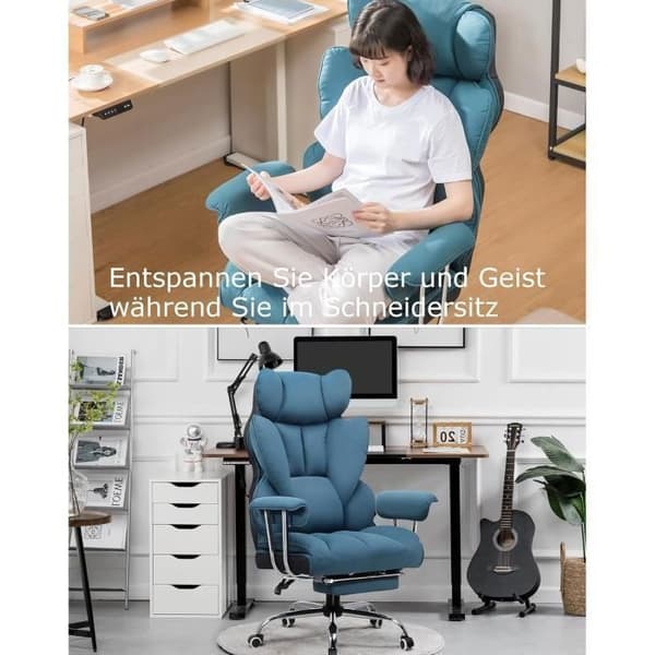 Gamingstol - GTPLAYER - Justerbar - Teleskopfotstöd - Ergonomisk - Blå
