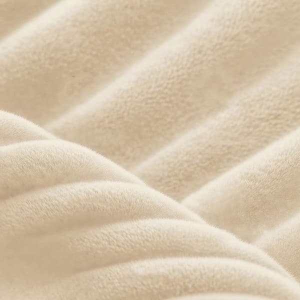 Vinkelsoffa L Reversibel 4 platser, modulär bäddsoffa, utan montering, i ribbad sammet, Beige
